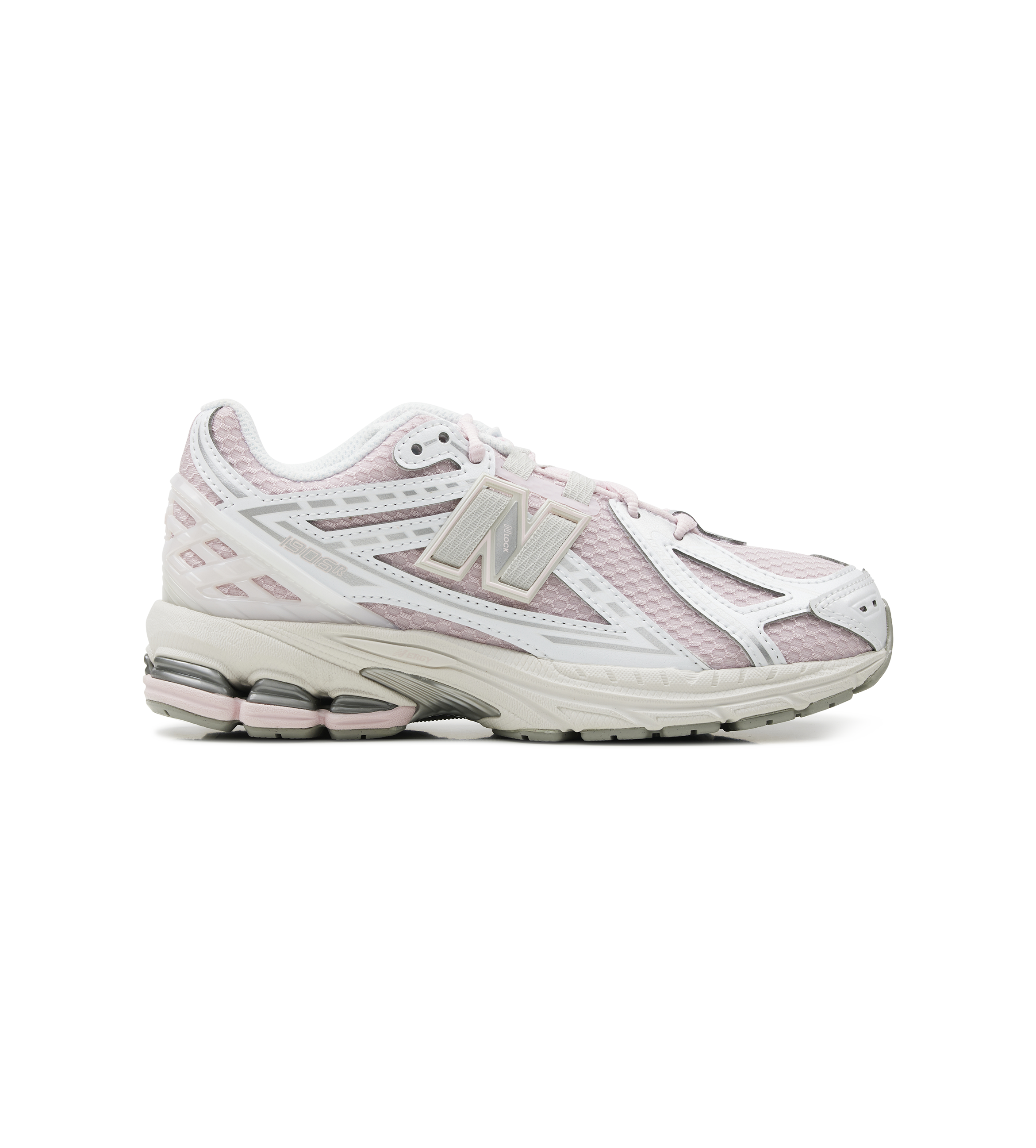 White and pink sneaker on a white background