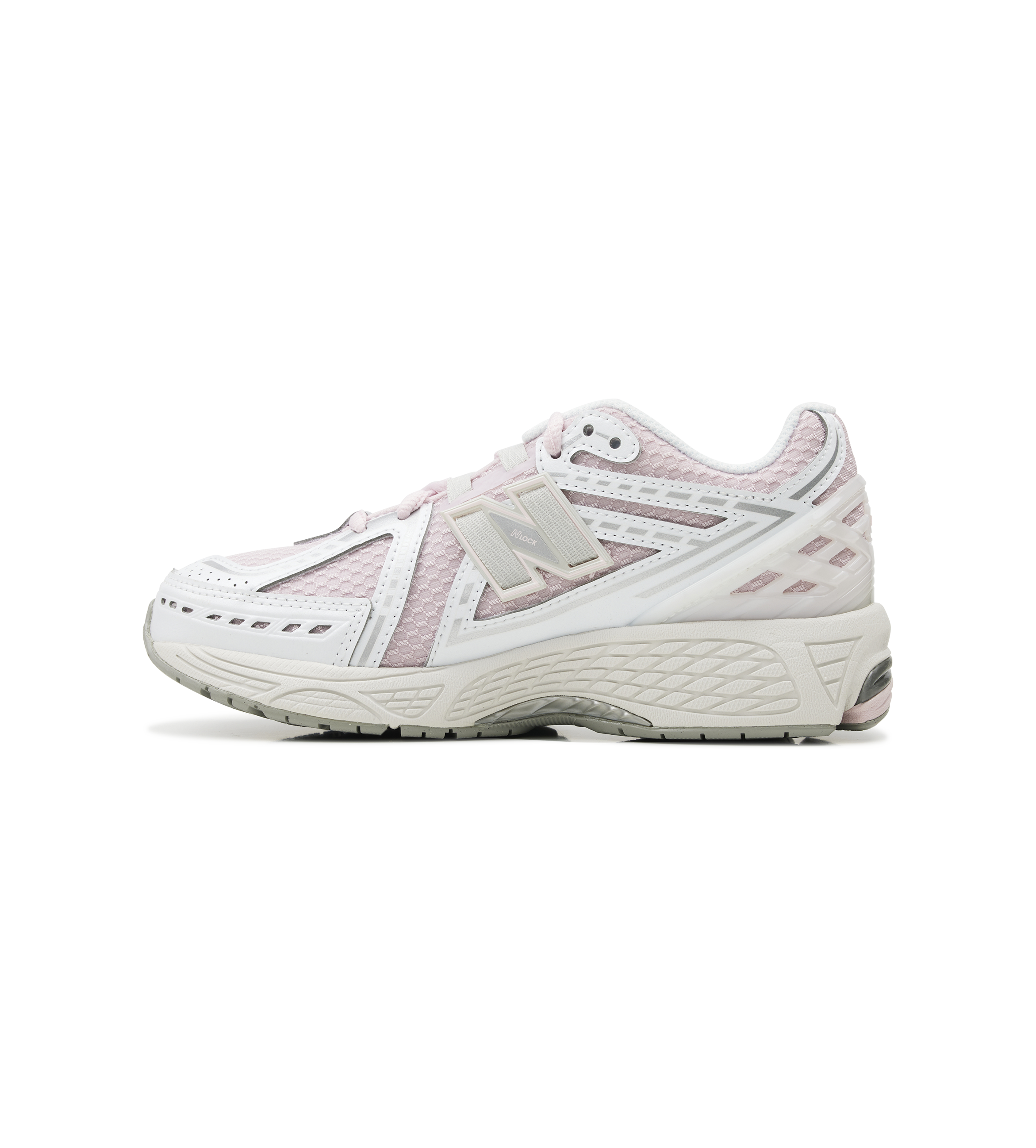 White and pink sneaker on a white background