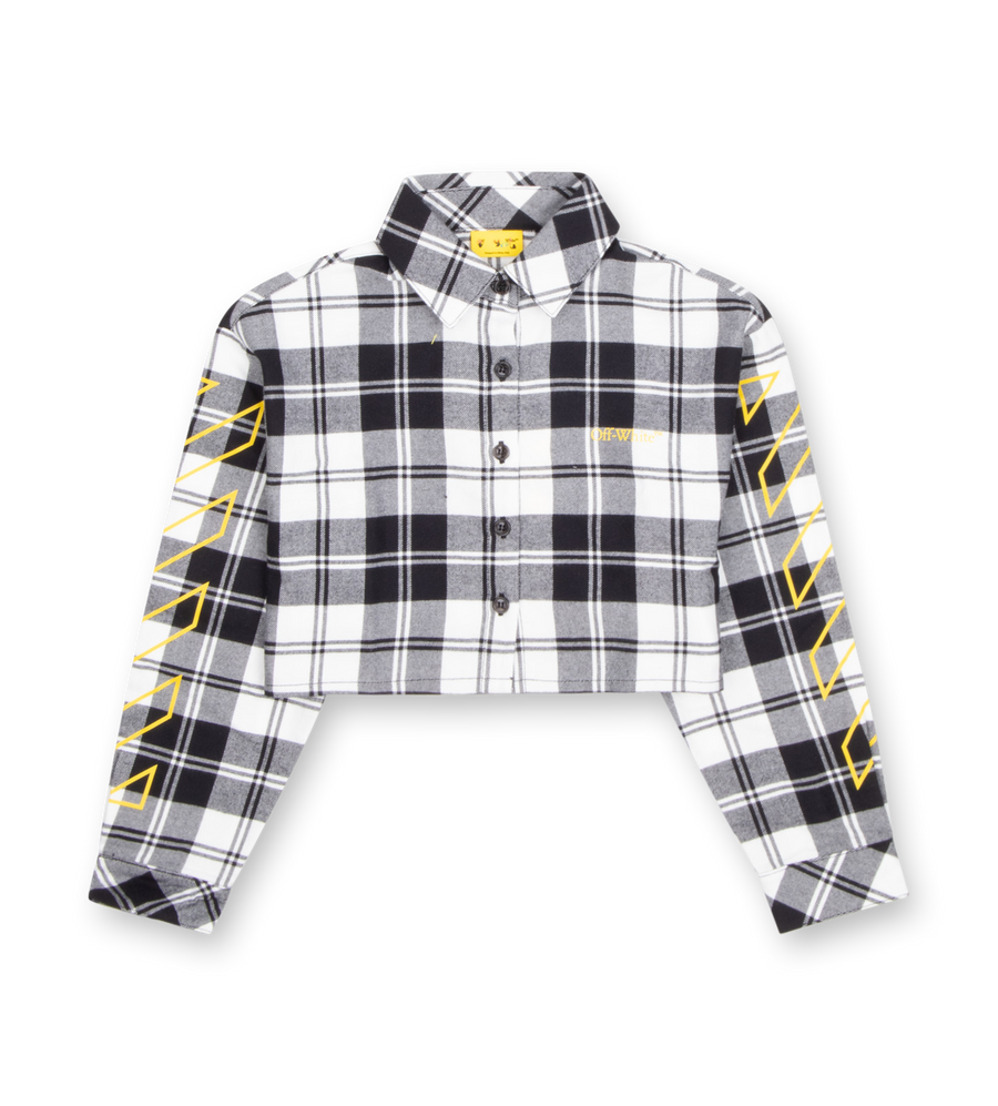 OFF-WHITE Bookish Diagonal Cropped Flannel Shirt (Kids)