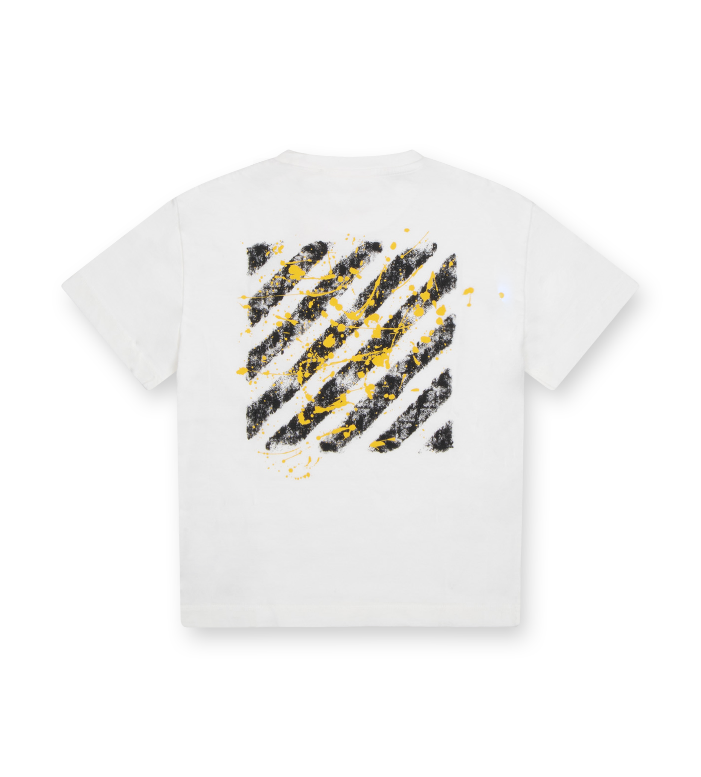 OFF-WHITE Diagonal Splat Logo T-Shirt in White/Yellow (Kids)