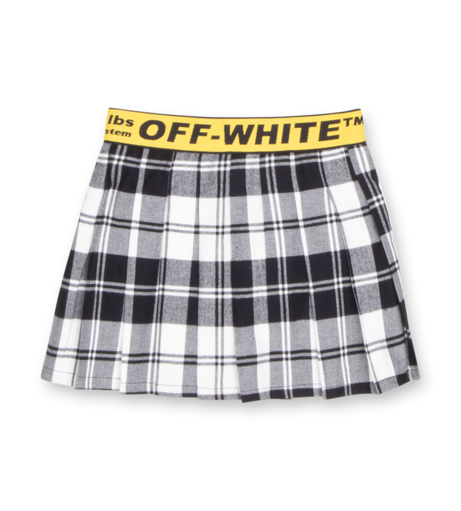 OFF-WHITE Logo Industrial Plaid Skirt in Black/White/Yellow (Kids)