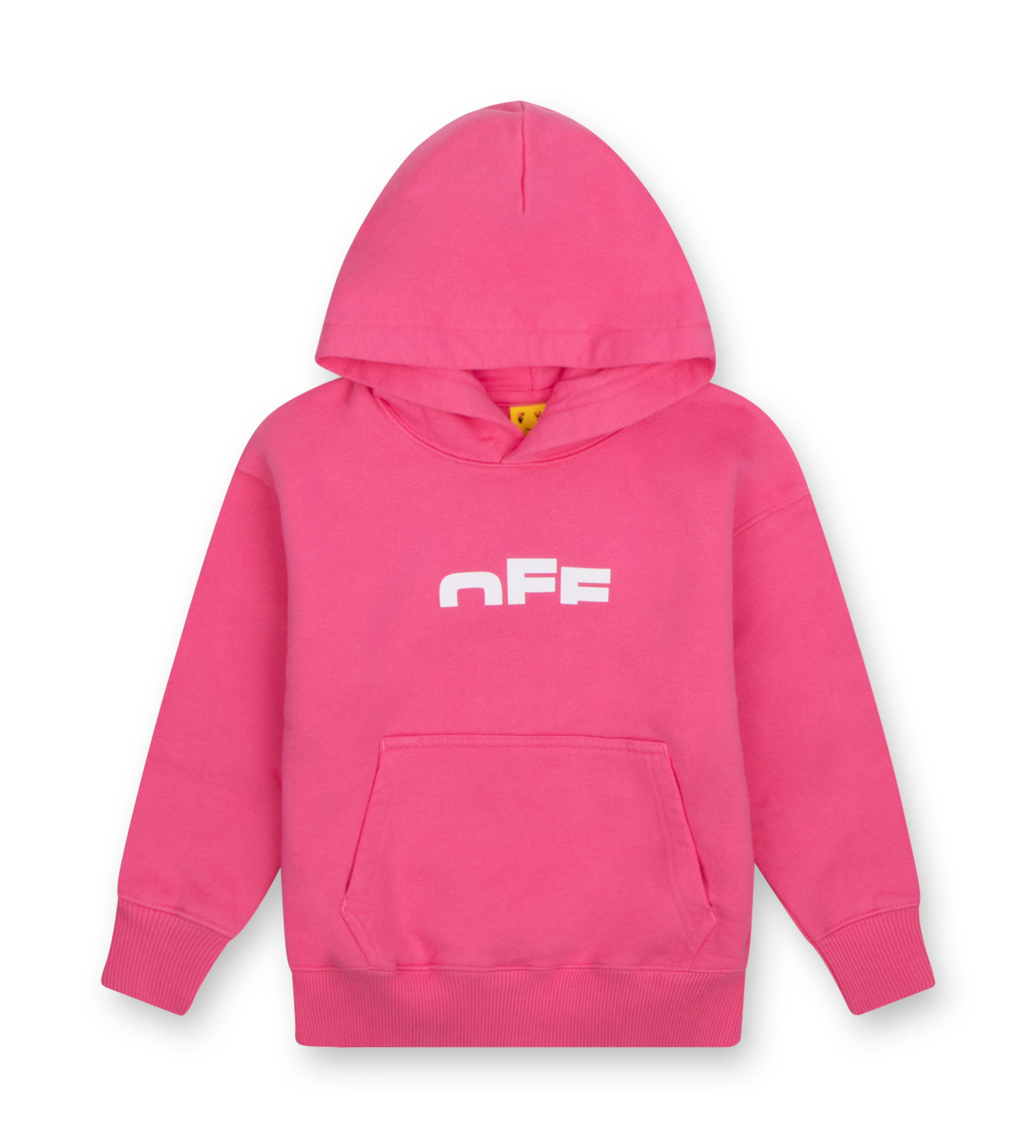 Off-White Type Logo Hoodie pink with front logo print and arrow graphic back detail.
