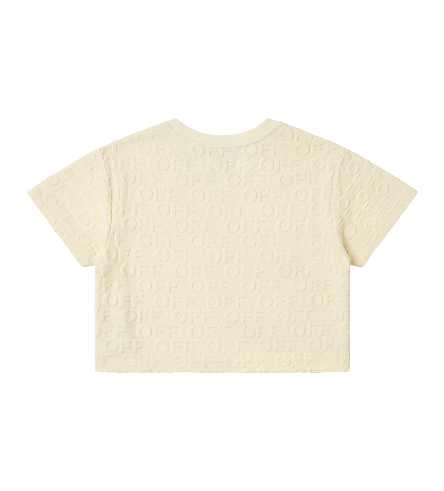 Off-White Kids Cropped Embossed Logo T-Shirt in Yellow