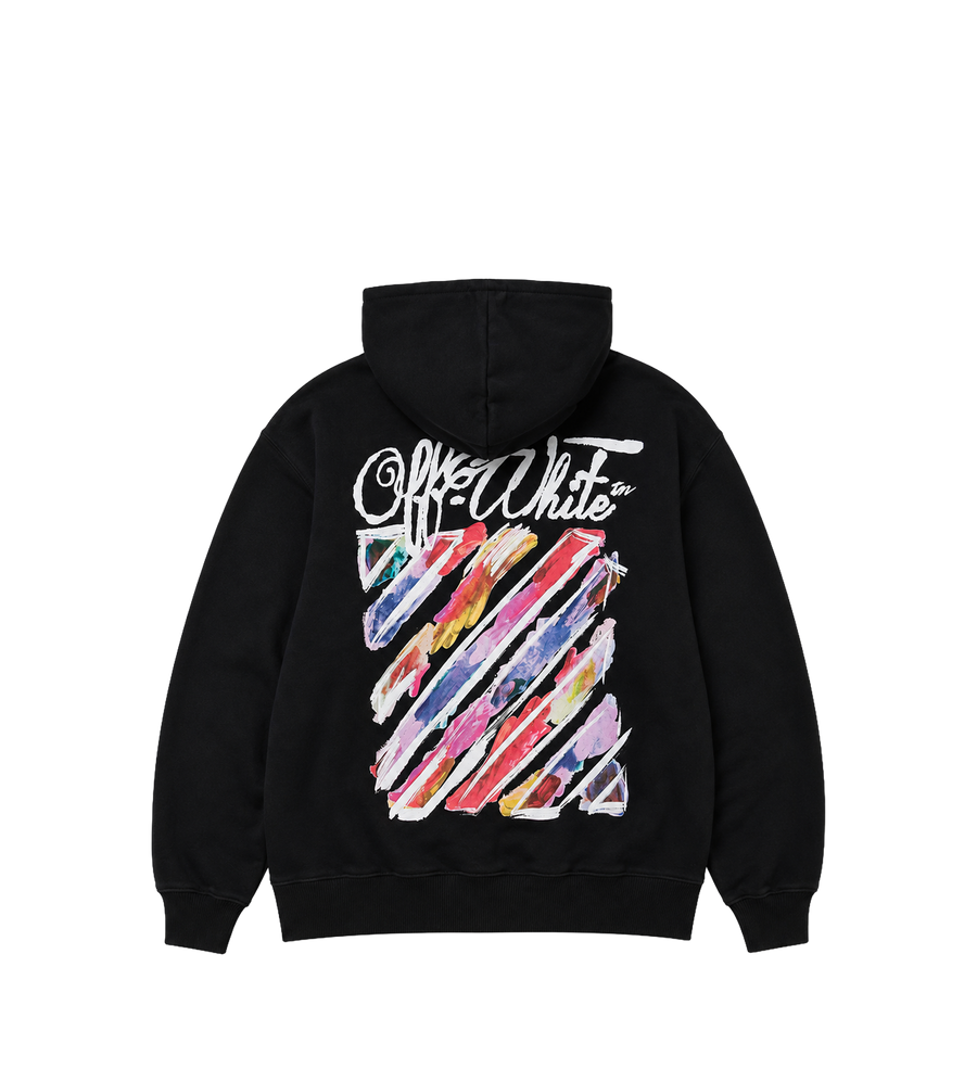 Off-White PS26 OGBB002S26FLE0010001 DIAG AQUAREL HOODIE ZWART