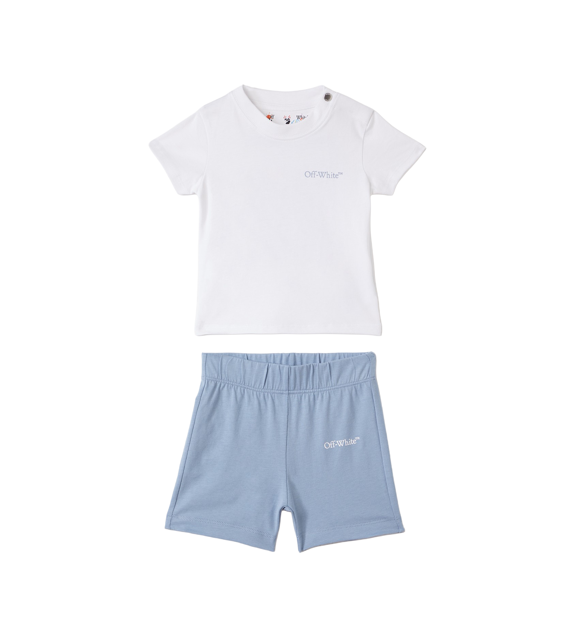 Off-White Scribble T-Shirt Shorts Set in White/Blue