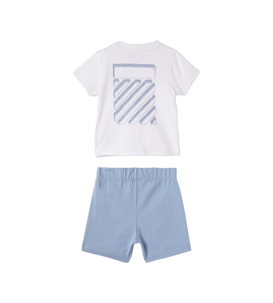 Off-White Scribble T-Shirt Shorts Set in White/Blue
