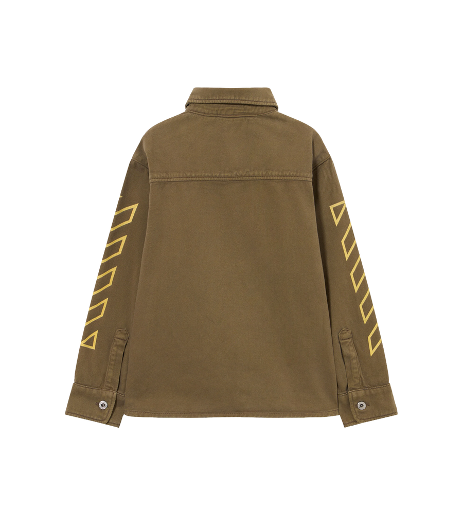 Off-White Logo Patch Diagonal Long-Sleeved Shirt in Olive