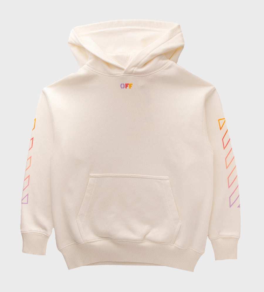 Diagonal Print Hoodie White