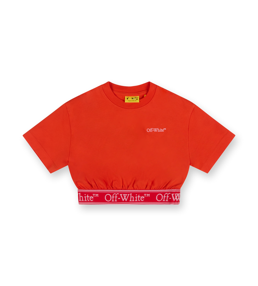 Bookish Logo Bang Crop T-shirt Coral Red