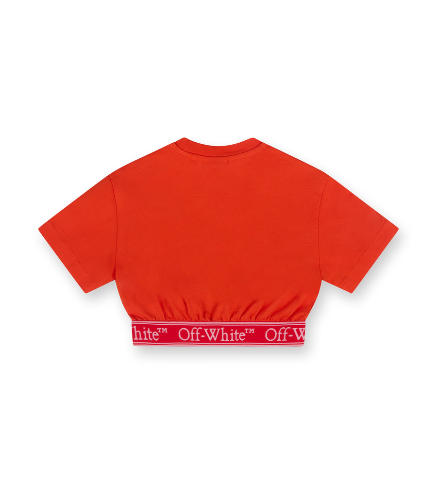 Bookish Logo Bang Crop T-shirt Coral Red