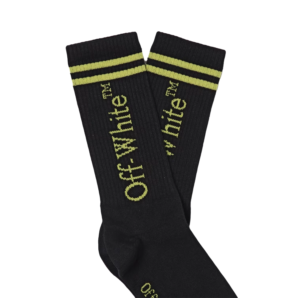 Off-White Casual Logo Long Socks in Black & Yellow (Kids)