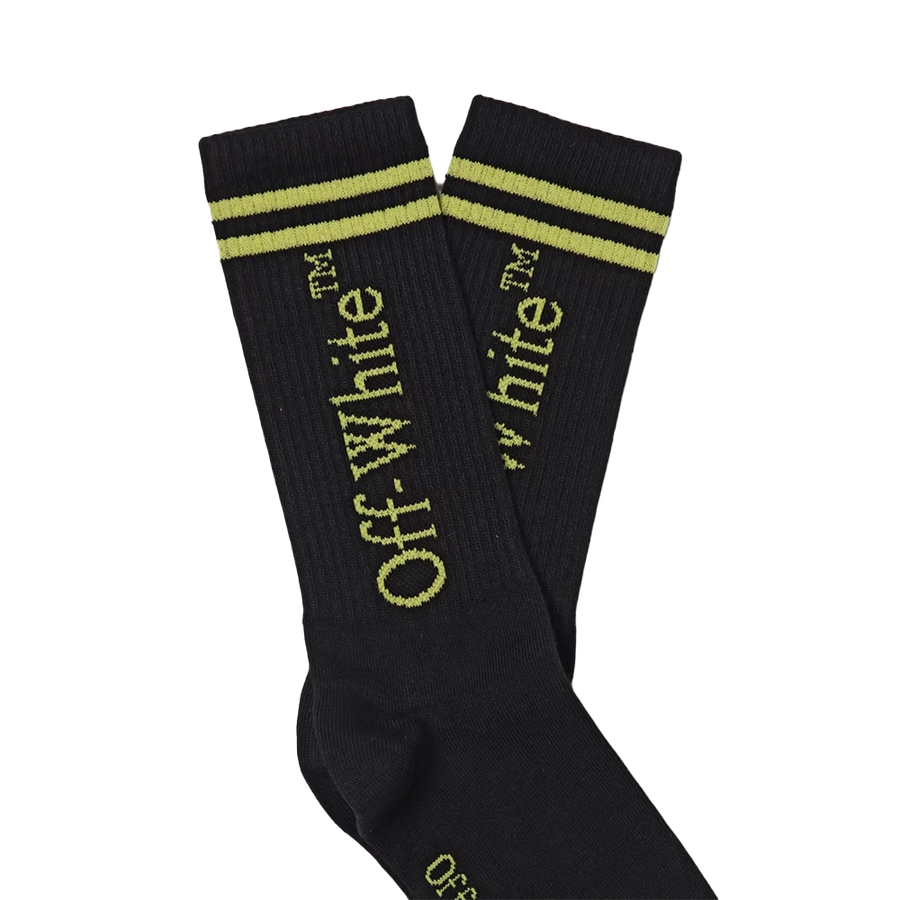 Off-White Casual Logo Long Socks in Black & Yellow (Kids)