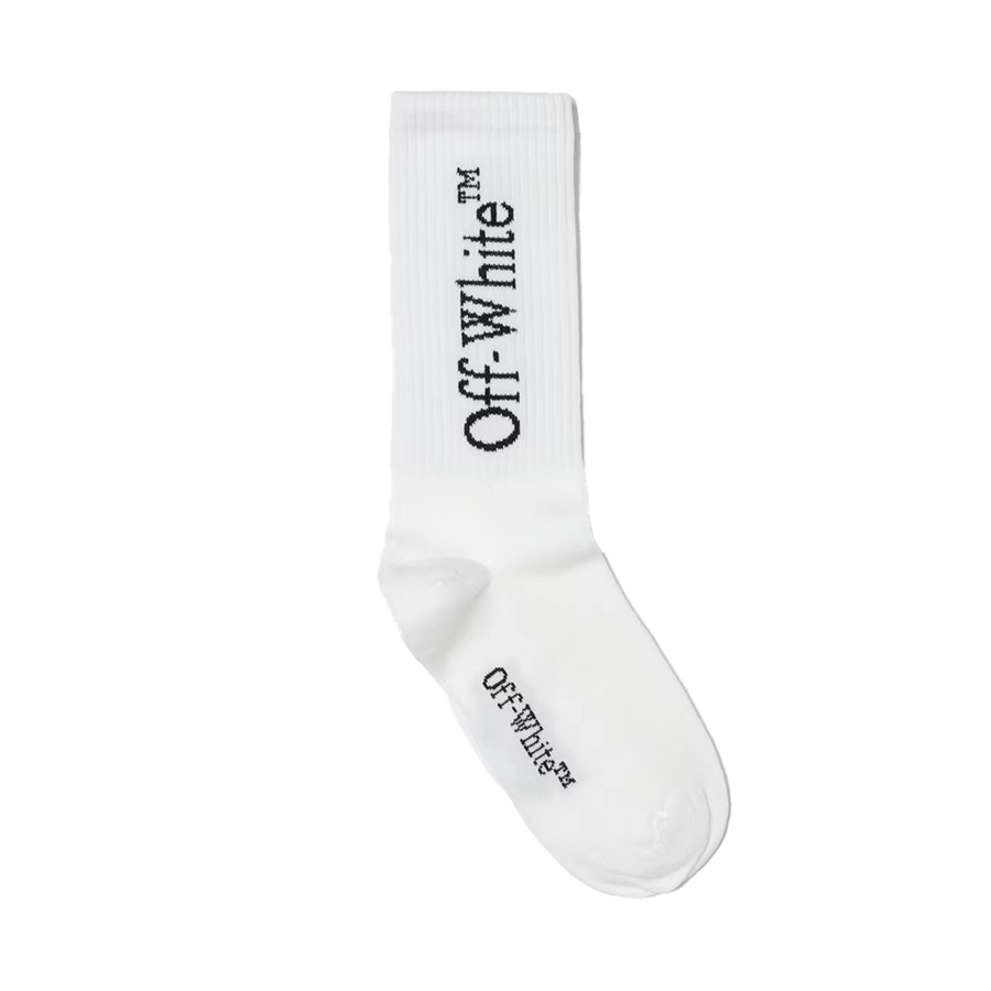 Off-White Casual Logo Long Socks in White & Black (Kids)