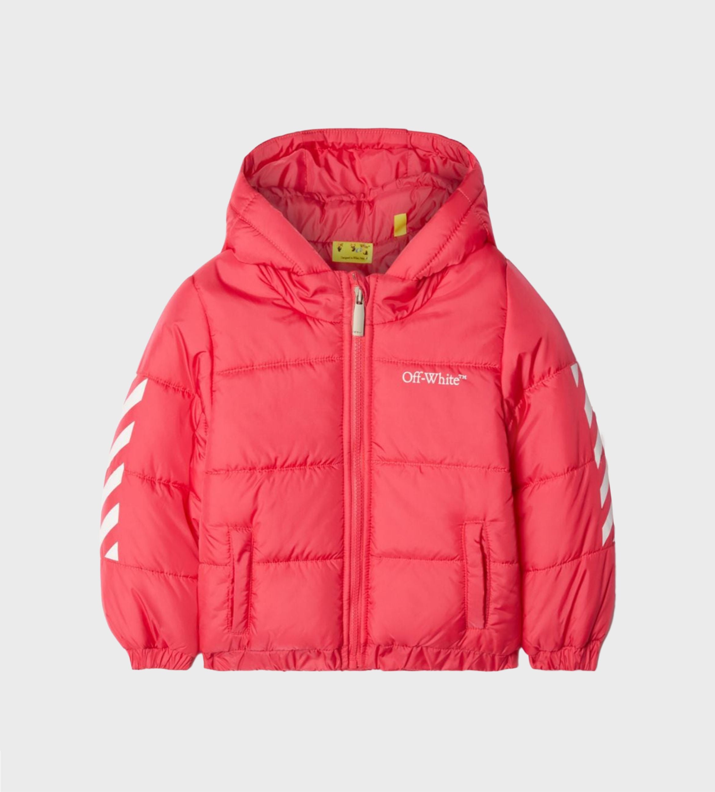 Baby Arrows-Motif Hooded Puffer Jacket Pink