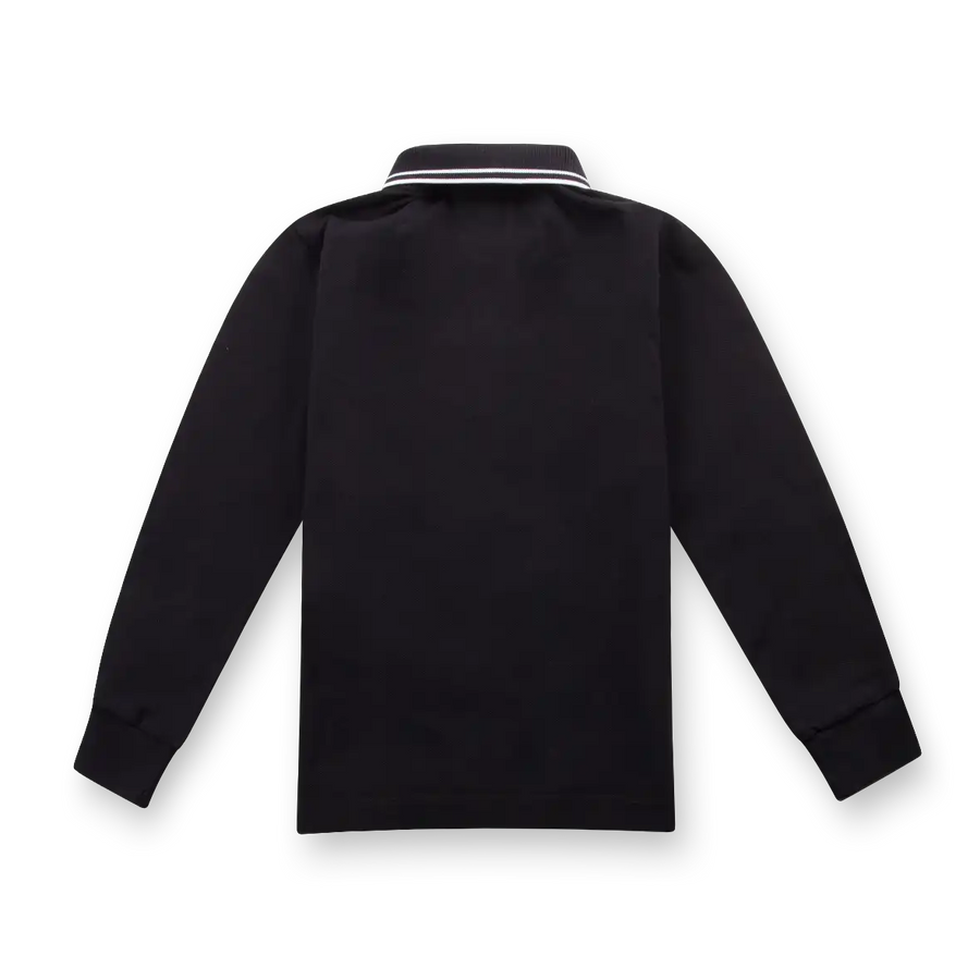 Stone Island Long-Sleeved Polo Shirt in Black (Kids)