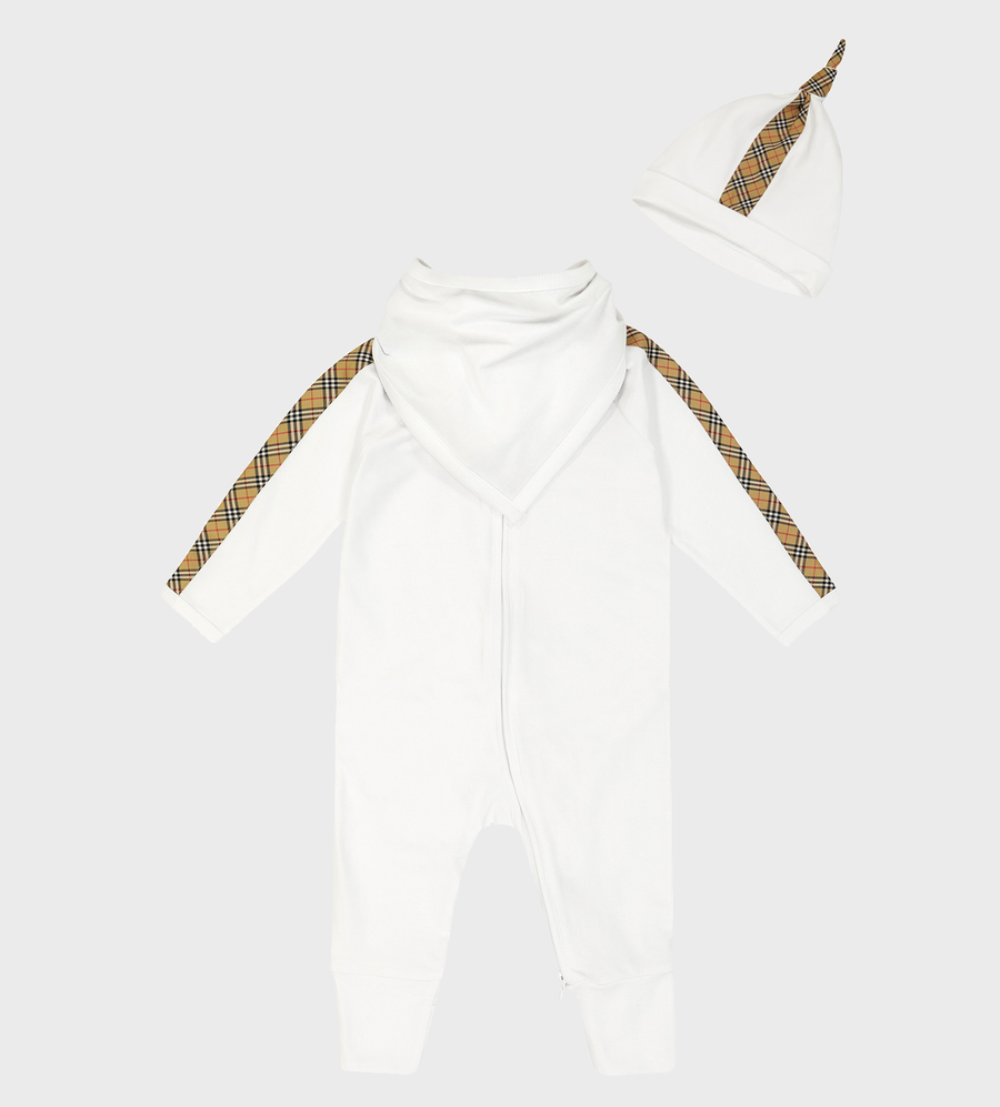 Baby Check-Trim Three-Piece Gift Set White