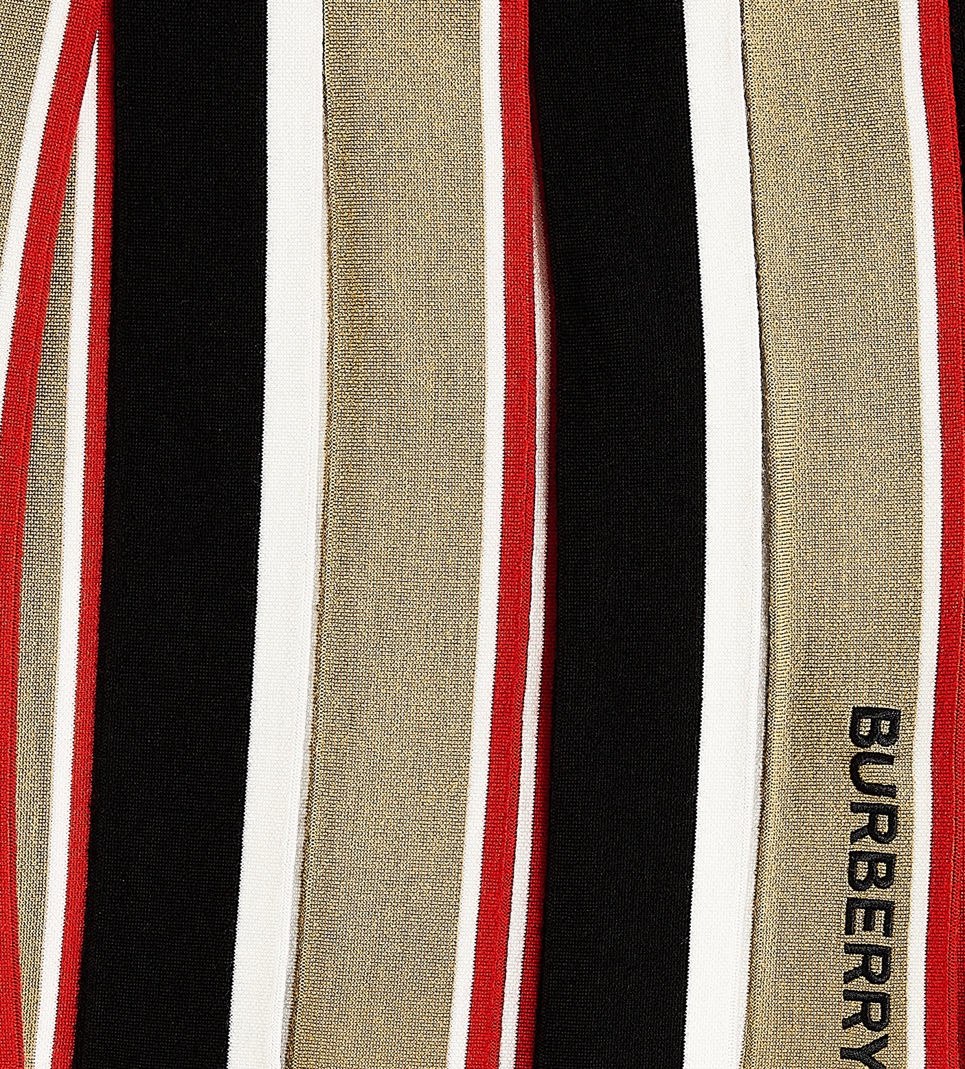 Striped Embroidered-Logo Skirt Beige