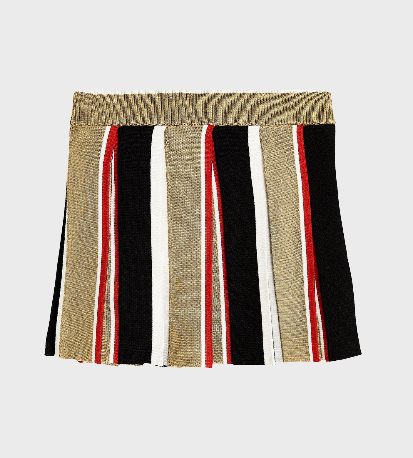 Striped Embroidered-Logo Skirt Beige