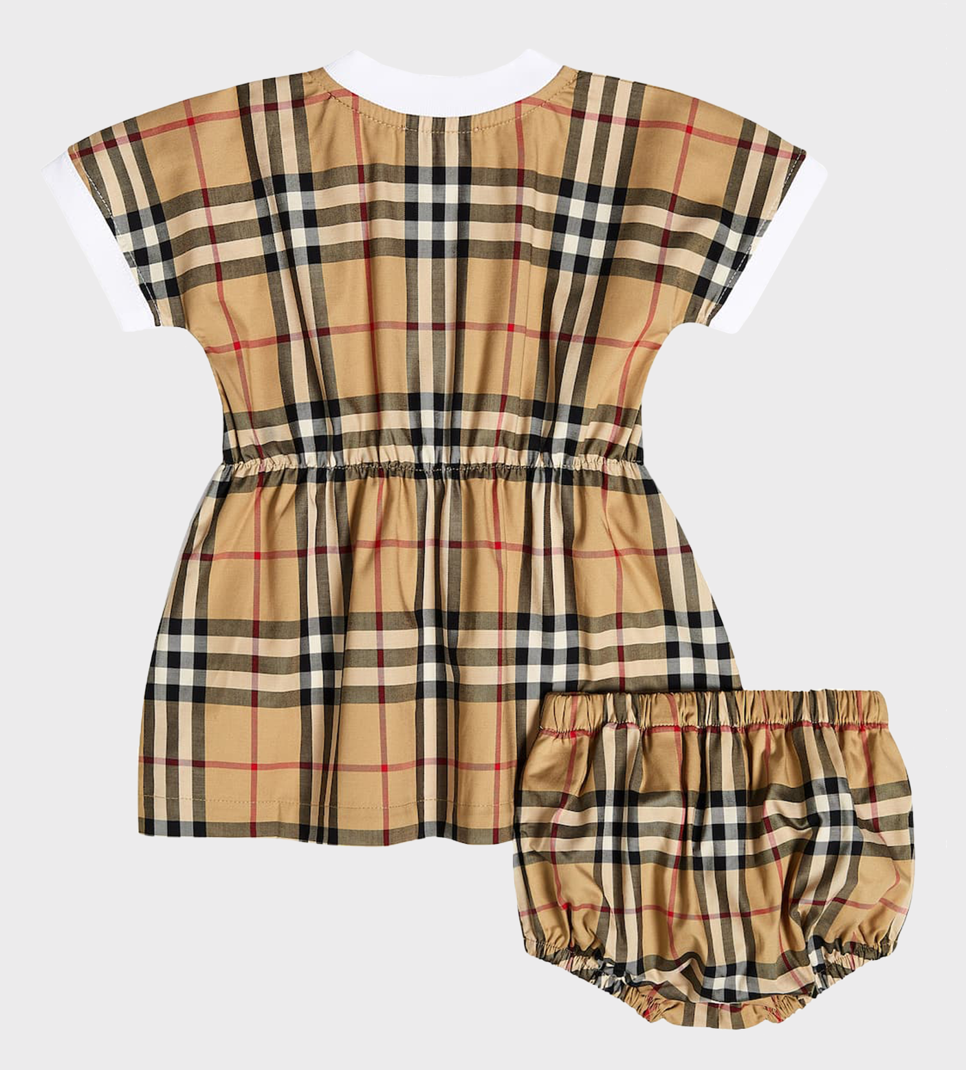 Baby Check-Print Three-Piece Set Beige