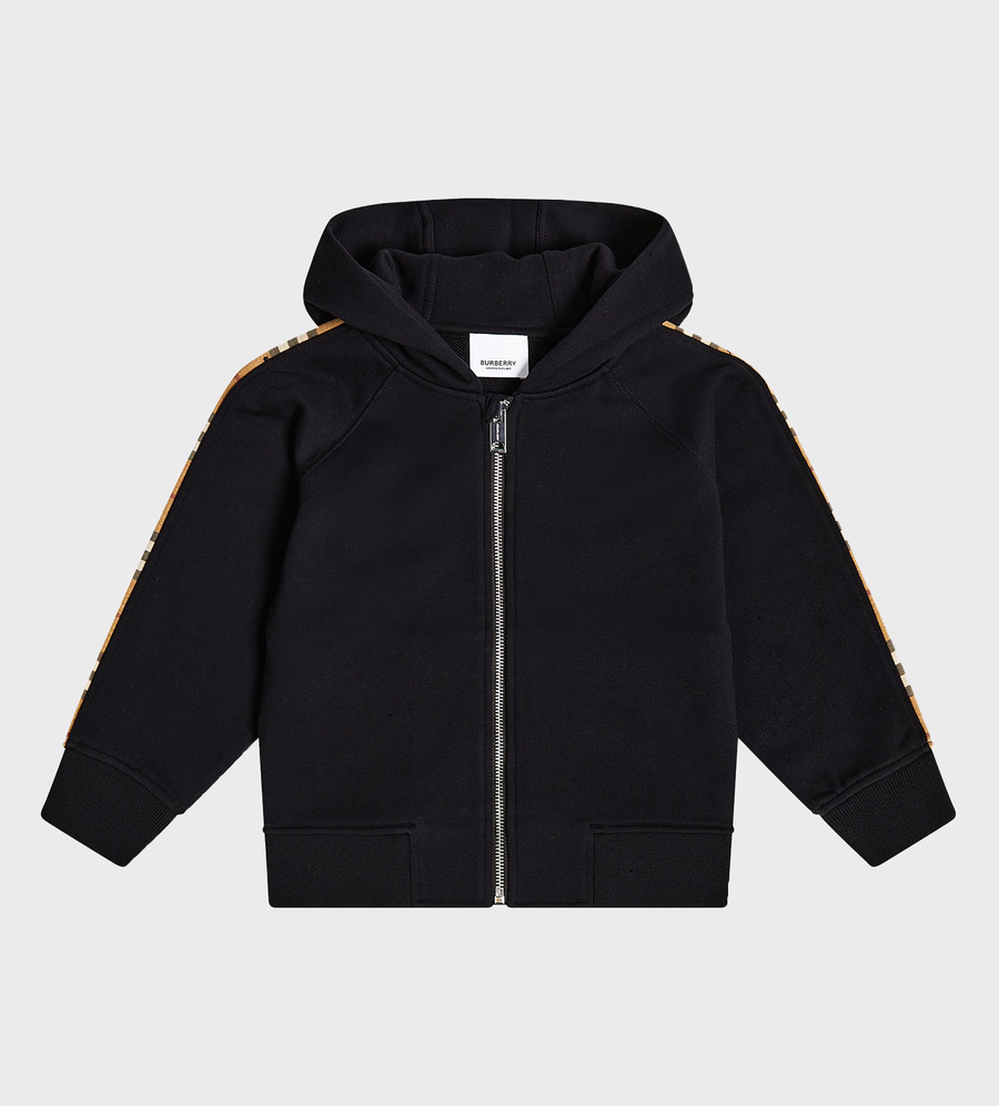 Baby Check Stripe Zipped Hoodie Black