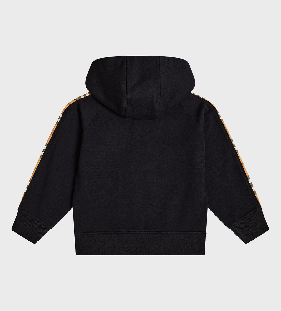 Baby Check Stripe Zipped Hoodie Black