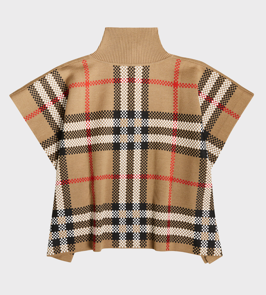 Vintage Check Knitted Cape