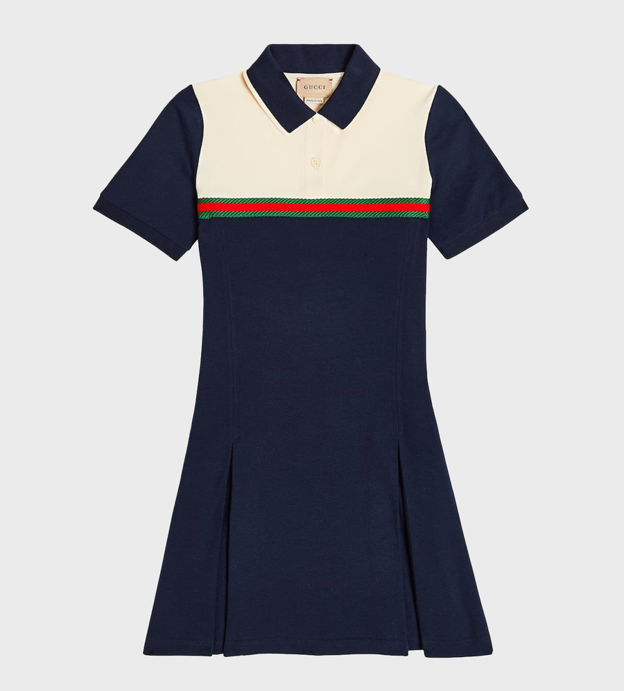Web-Stripe Colour-Block Dress Blue