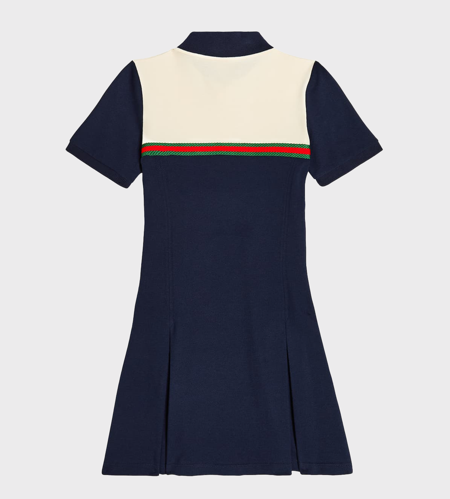 Web-Stripe Colour-Block Dress Blue