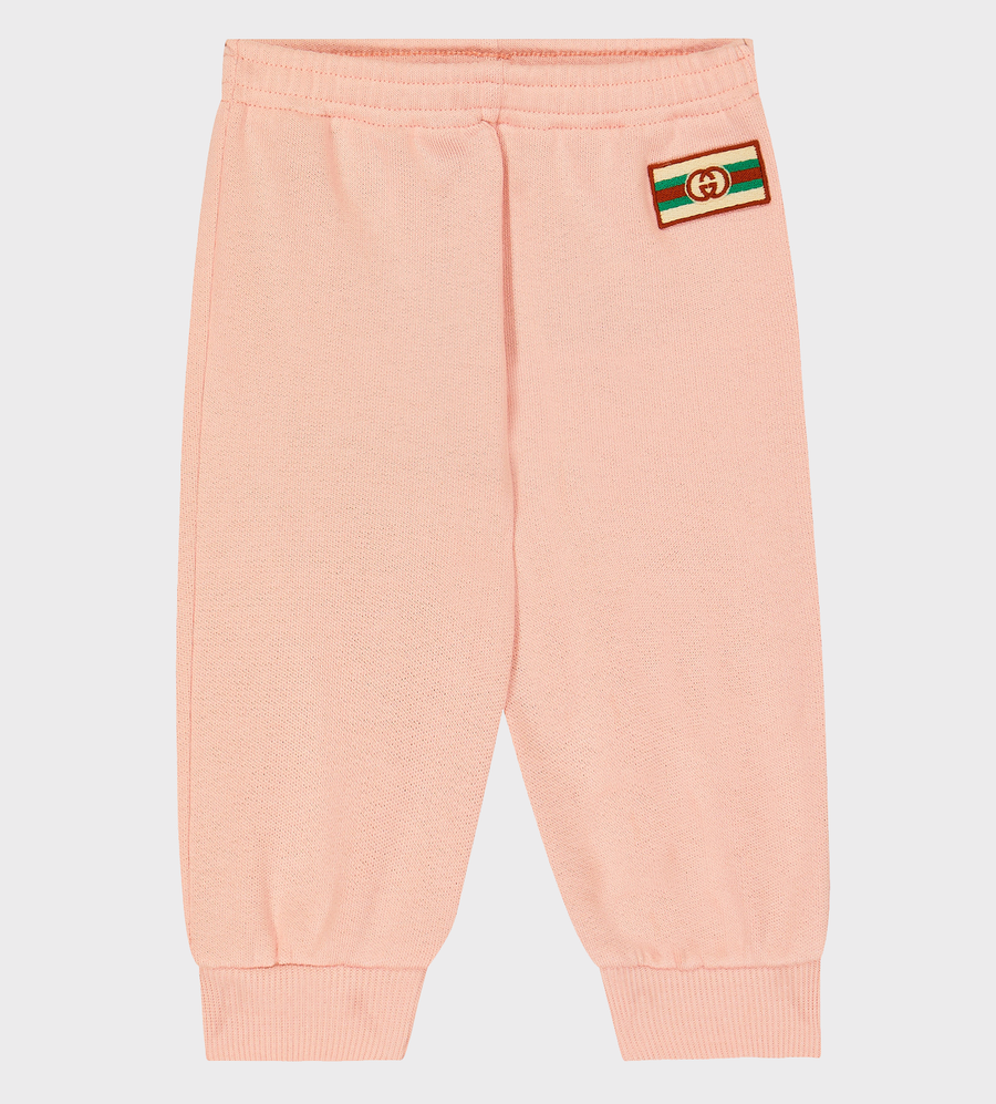 Baby Logo-Patch Cotton Track Pants Pink