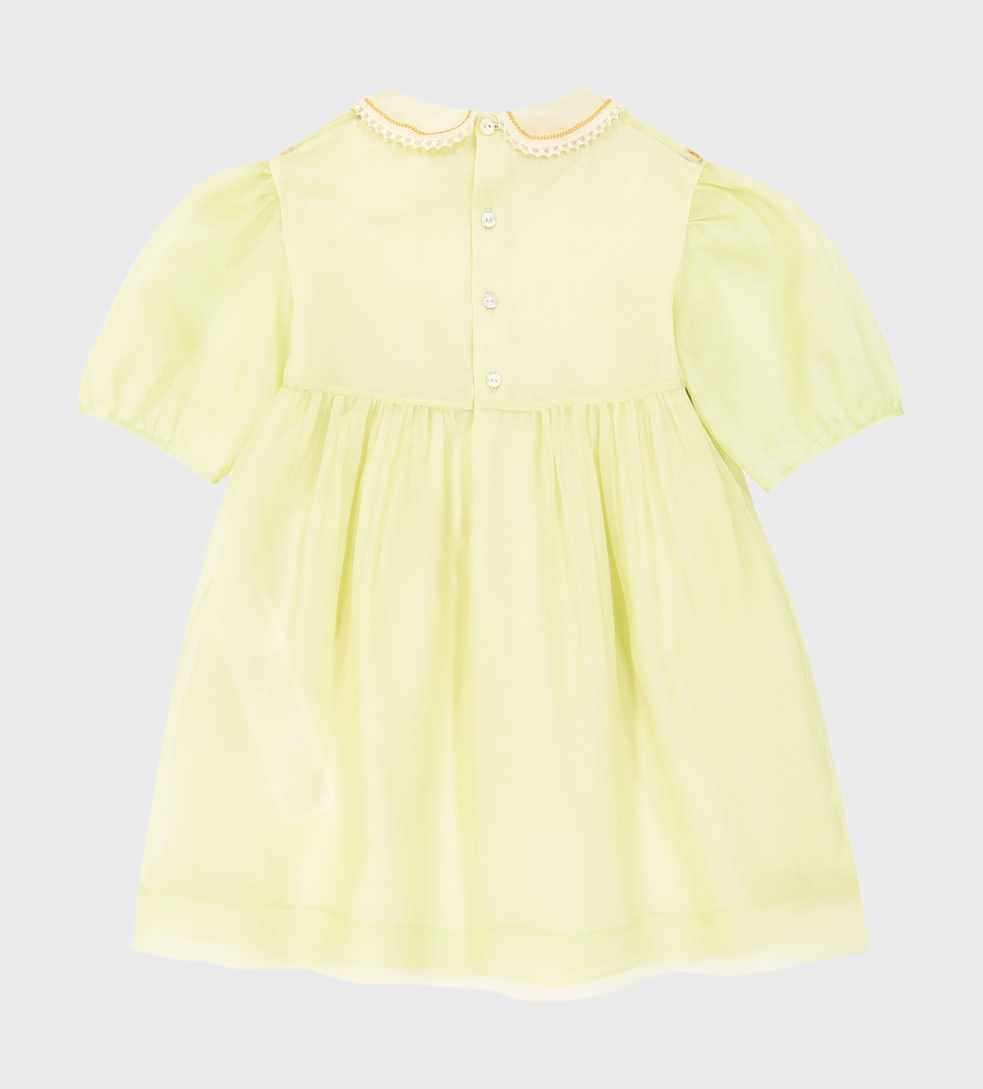Baby Floral-Embroidery Silk Organza Dress Pale