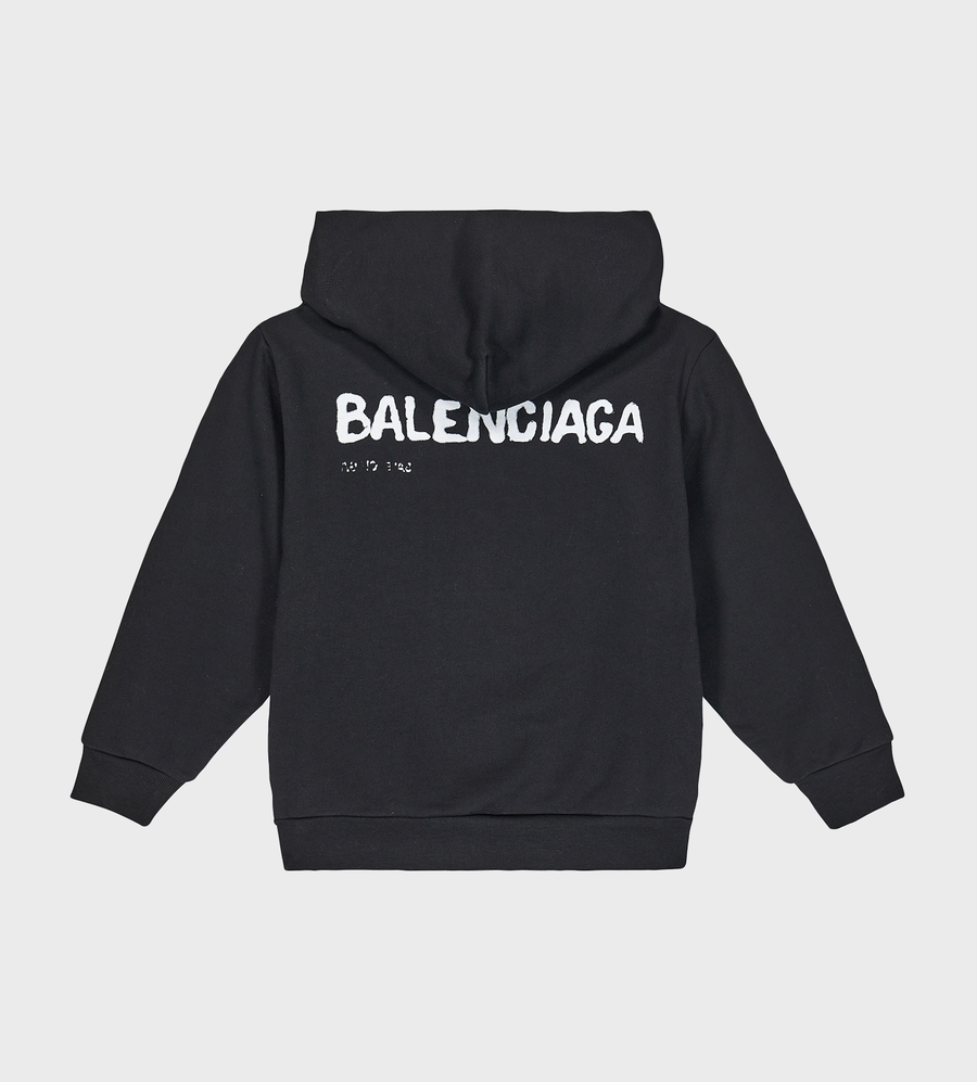 Hand Drawn Logo-Print Hoodie Black