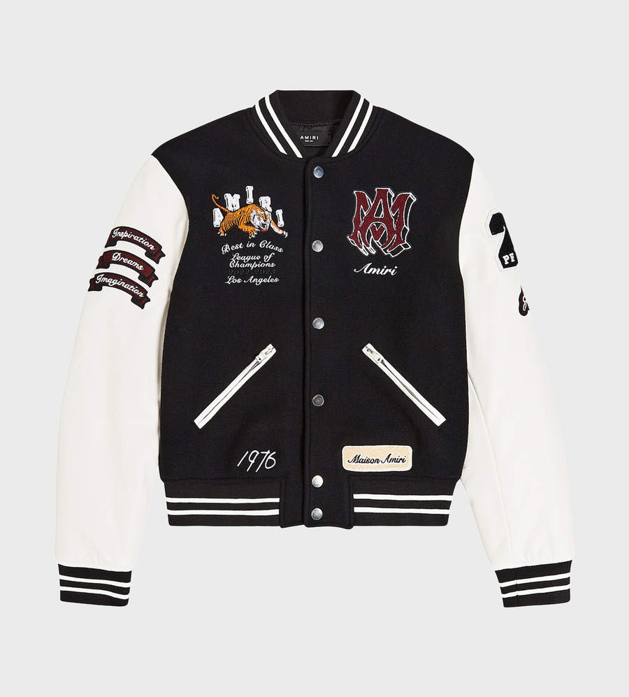 Baseball Bomber Jacket Black White