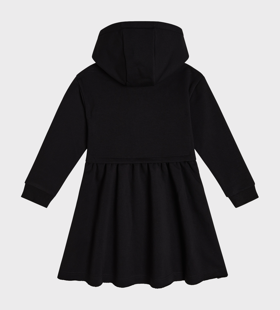 Logo-Print Hooded Dress Black