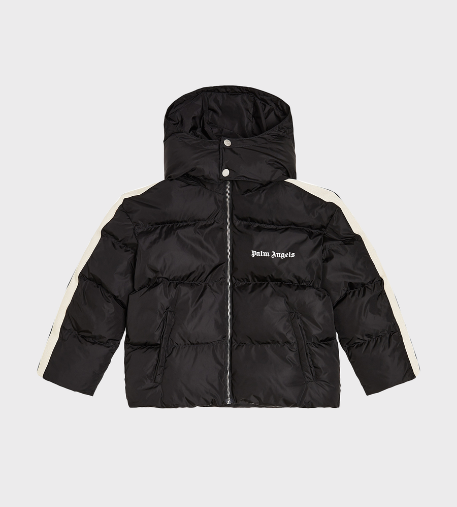 Logo-Print Hooded Puffer Jacket Black