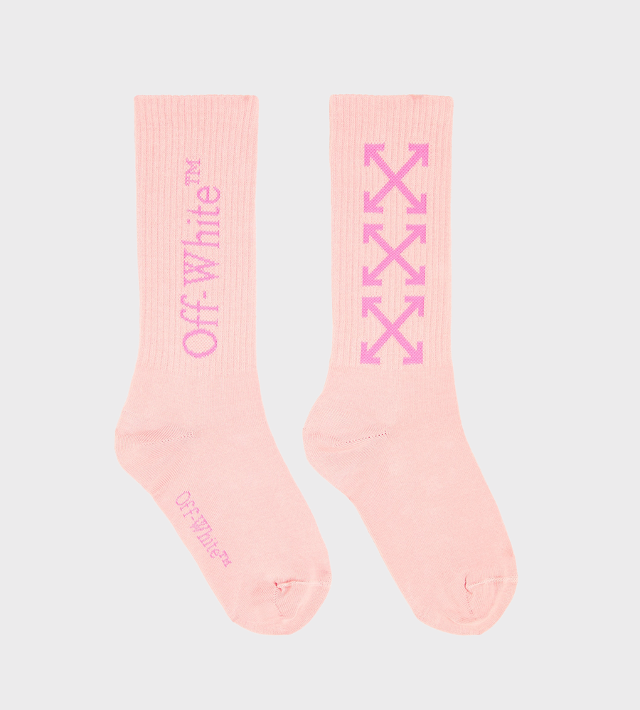 Intarsia-Knit Logo Socks Pink