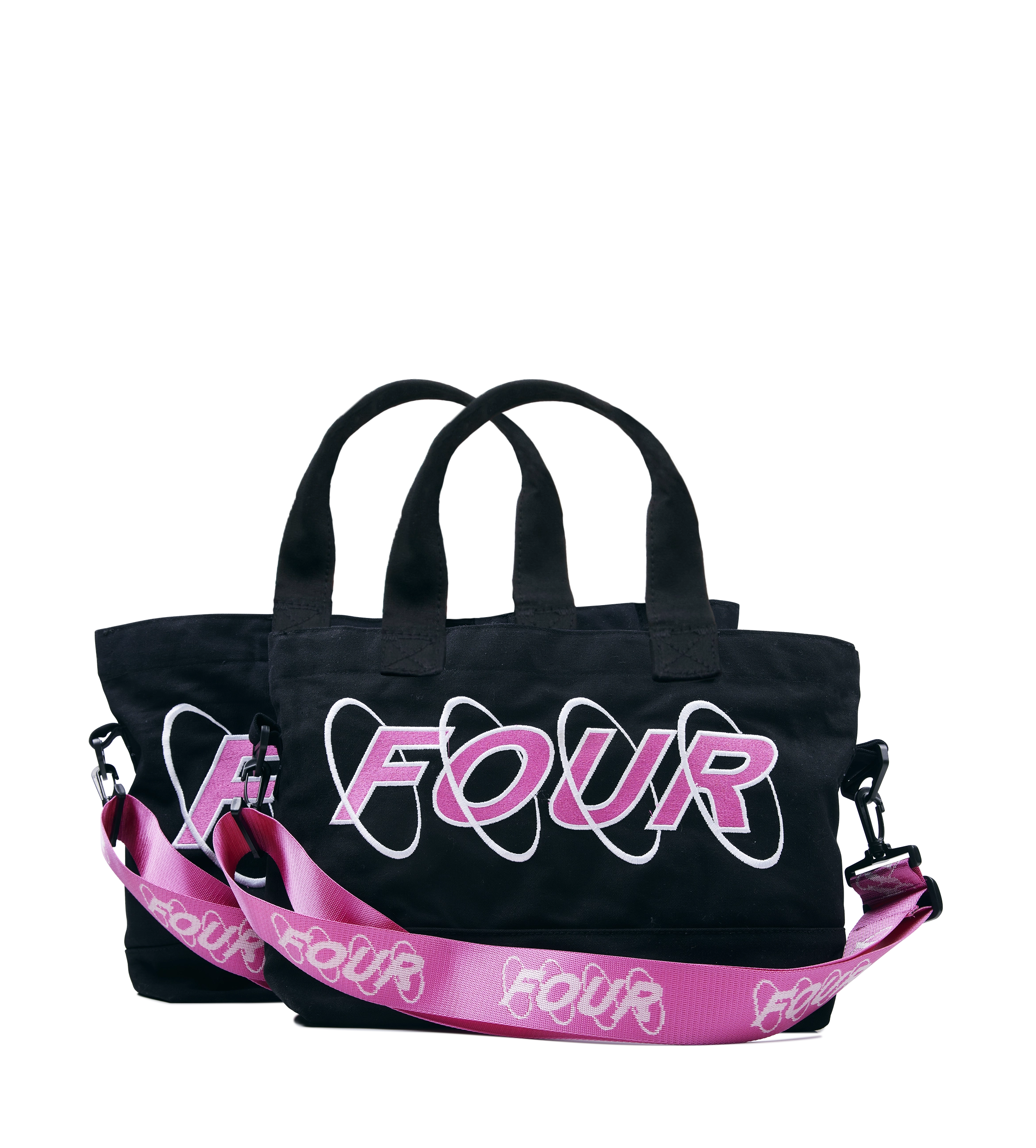 Circles Embroidery Shopper White/ Pink