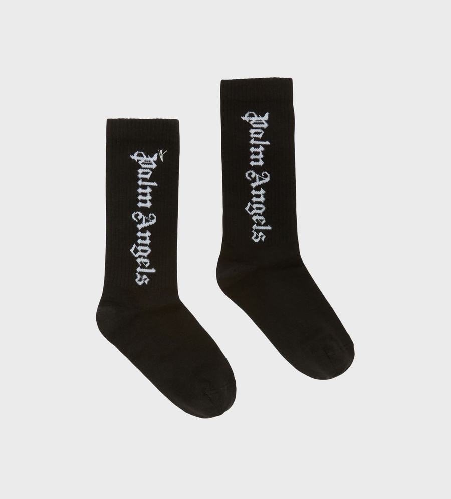 Ribbed Logo-Print Socks Black