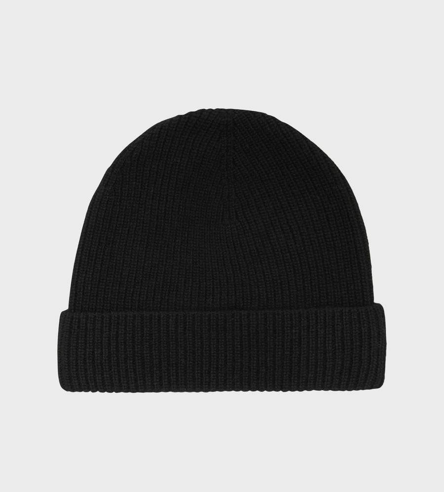 Embroidered-Logo Knit Hat Black