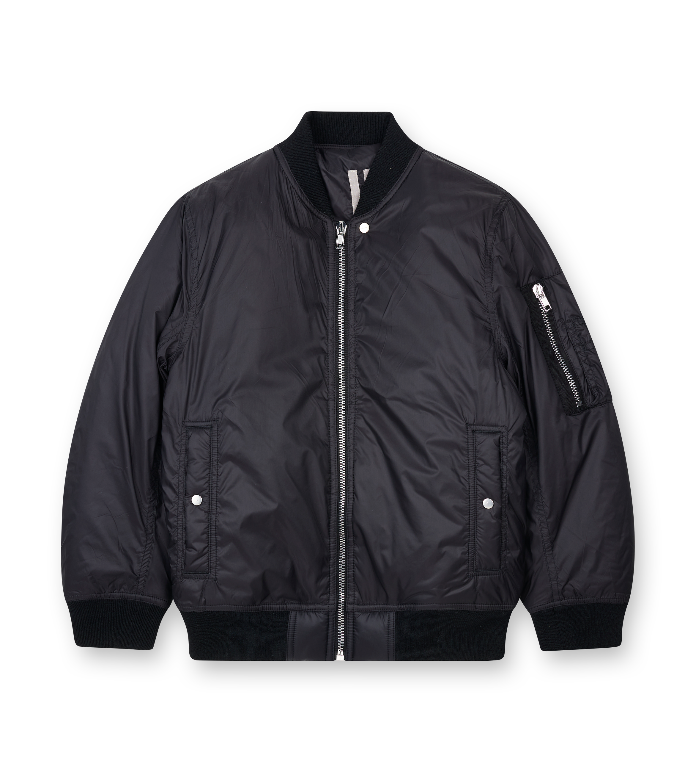 Black bomber jacket on a white background