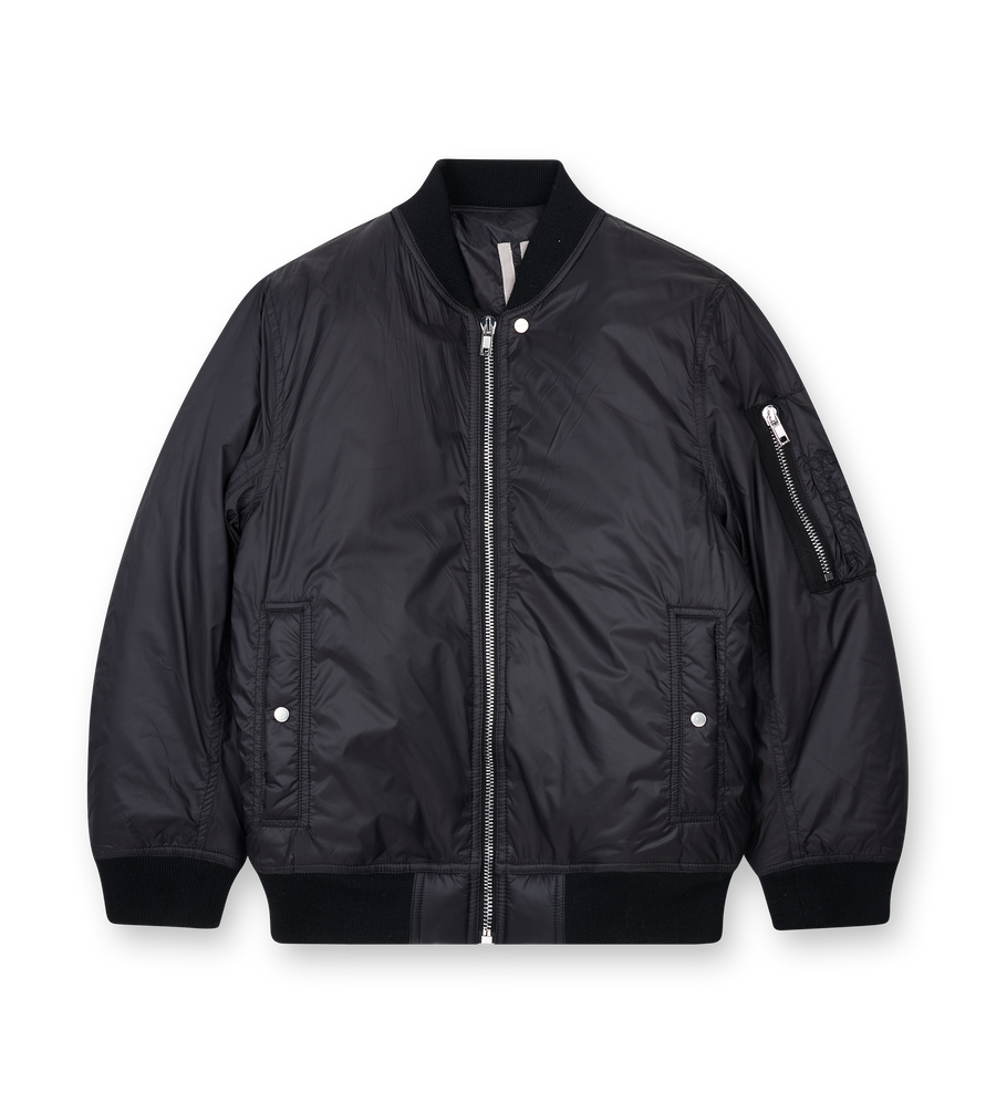 Black bomber jacket on a white background