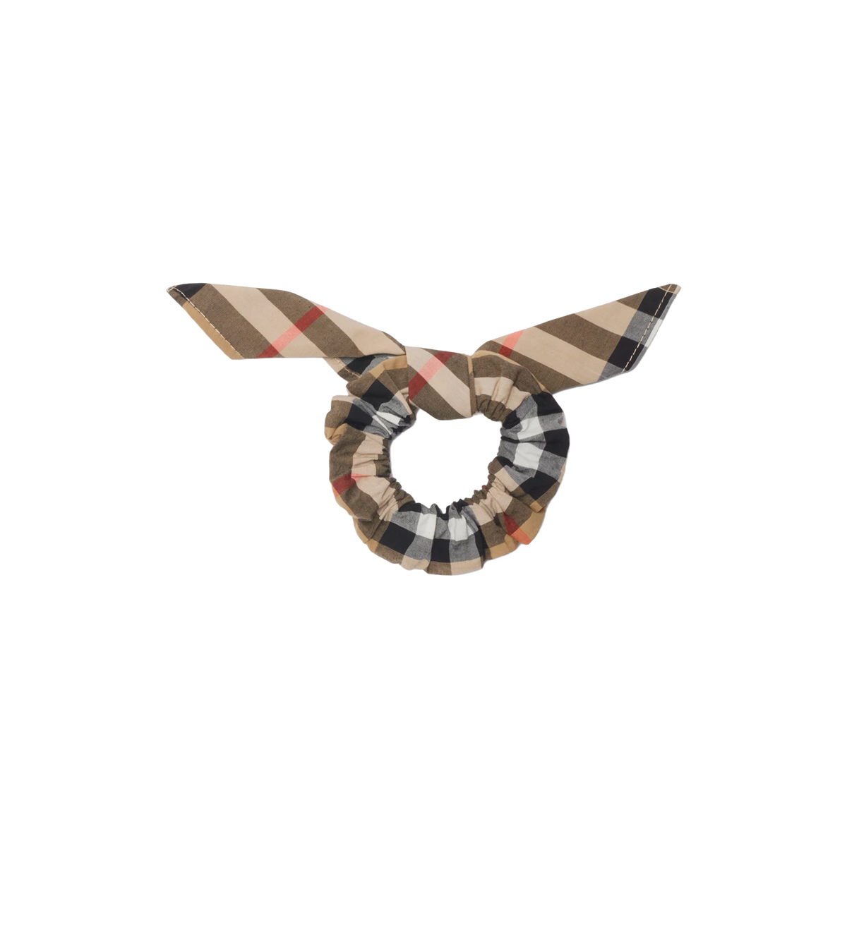 Kids Geruite Katoenen Scrunchie Beige