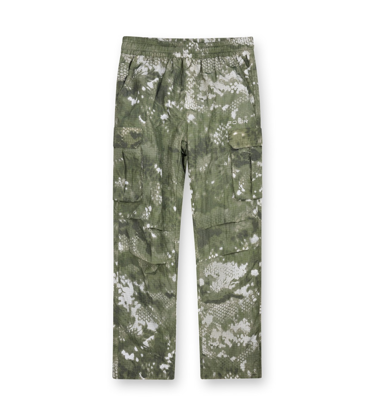 Digital camouflage pants on a white background