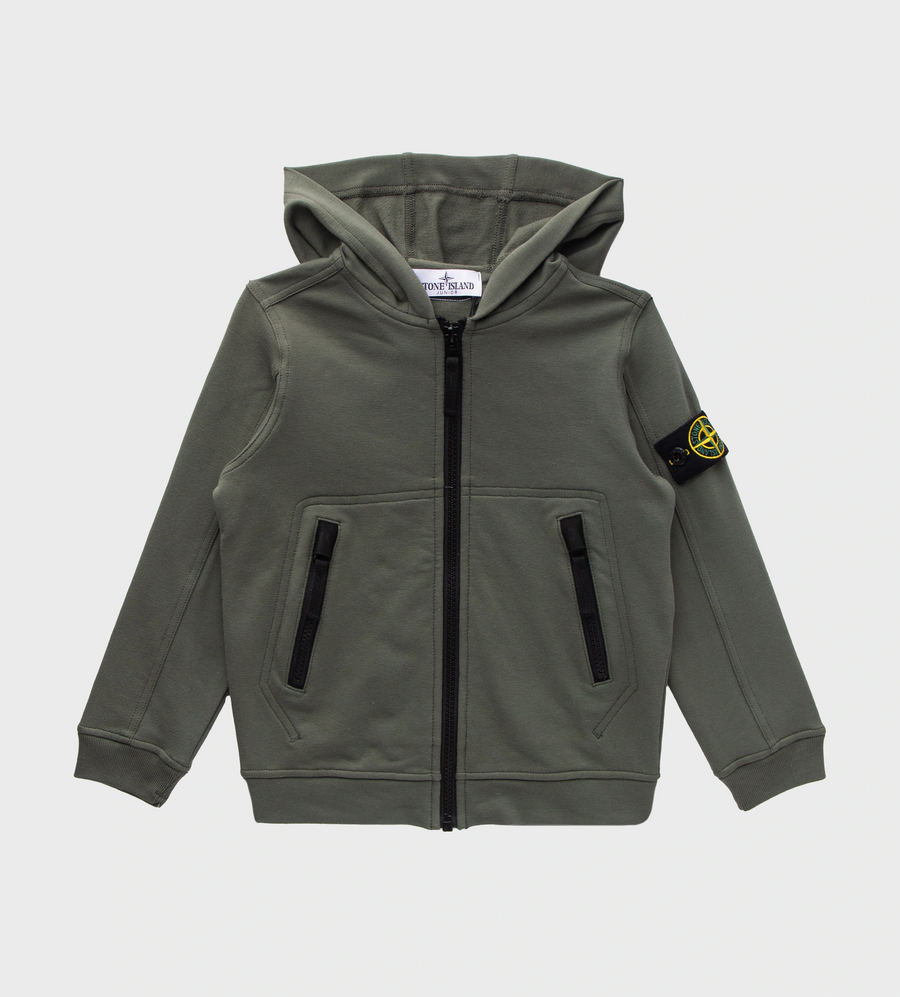 Compass Badge Zip Up Olive