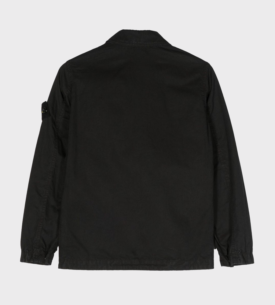 Denim Shirt With Logo Patch Dark Grey