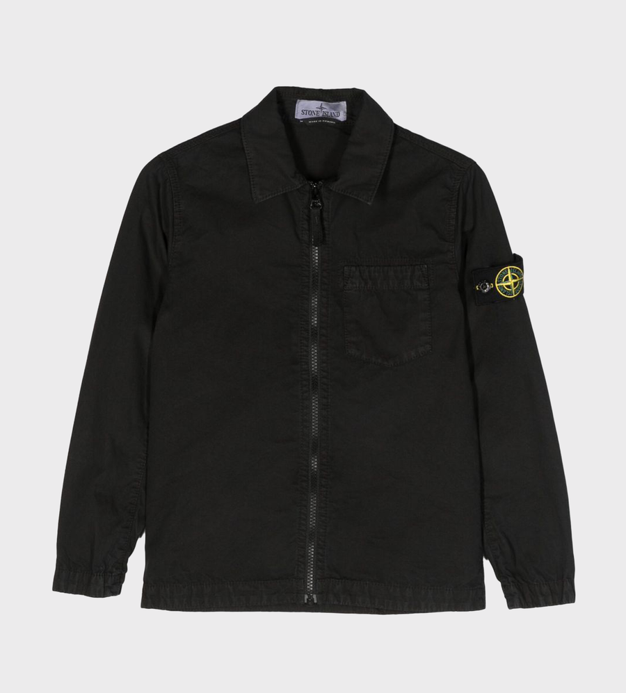Denim Shirt With Logo Patch Dark Grey
