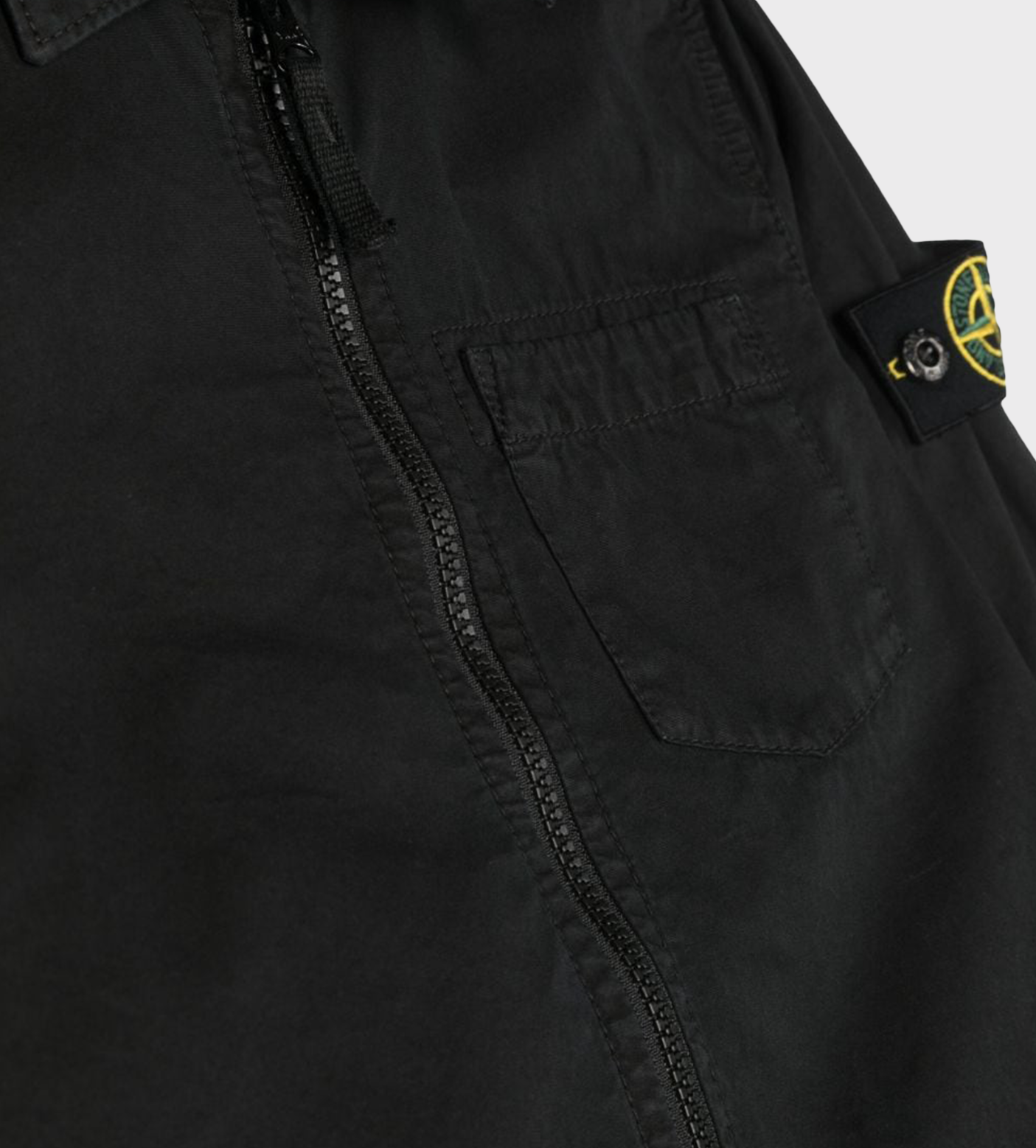 Denim Shirt With Logo Patch Dark Grey