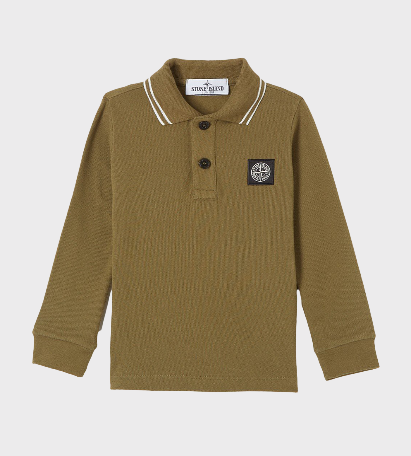 Logo-Patch Long-Sleeve Polo Shirt Green