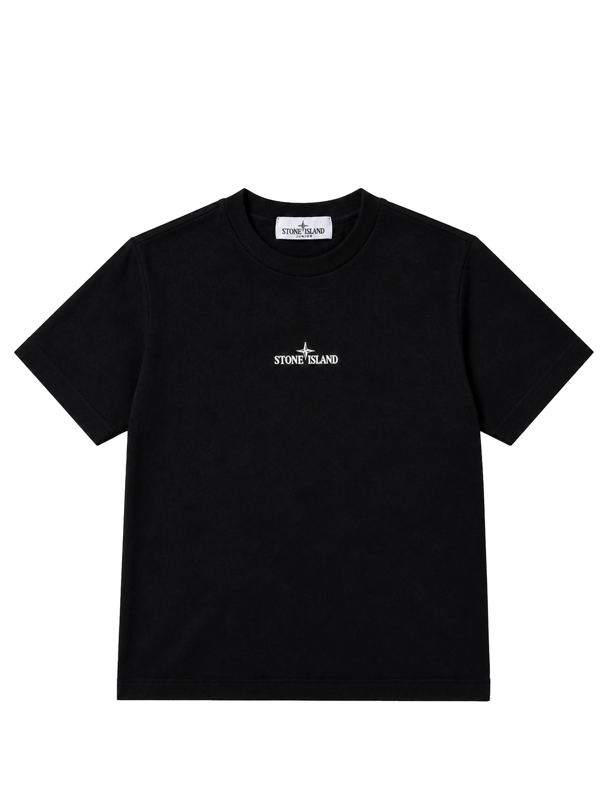 Stone Island Junior Logo Cotton Jersey T-Shirt in Zwart