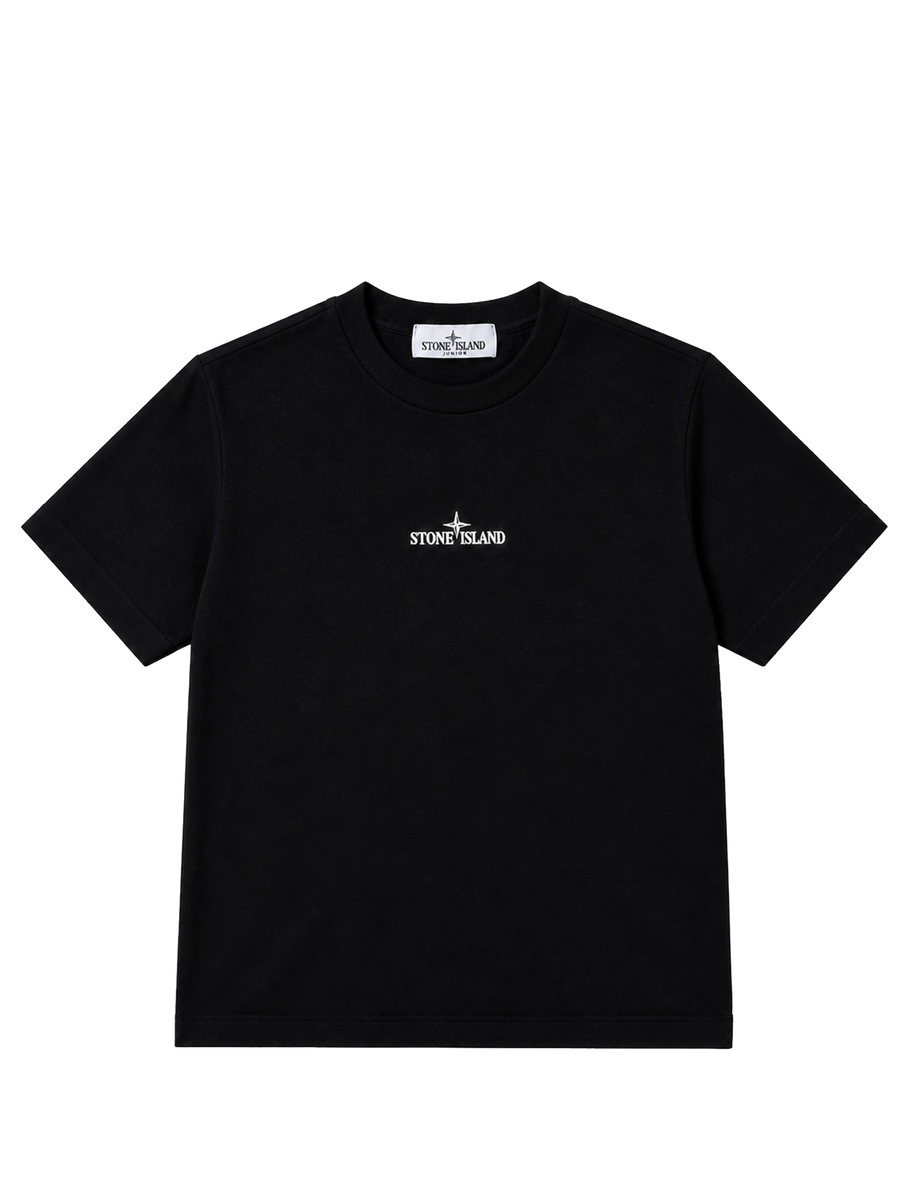 Stone Island Junior Logo Cotton Jersey T-Shirt in Zwart
