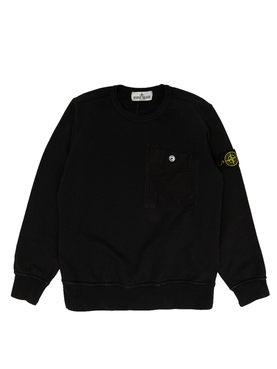 Stone Island Junior Logo Patch Crewneck Sweatshirt in Black